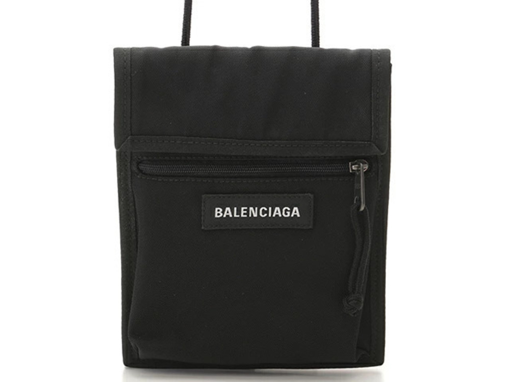 Balenciaga Explorer Pouch Strap Sacoche Shoulder Bag Pochette Black